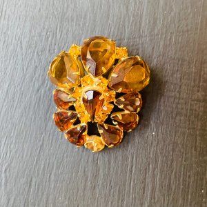 2 RARE ITEMS VTG ESTATE  Fabulous Amber and Honey Yellow Brooch & Earrings